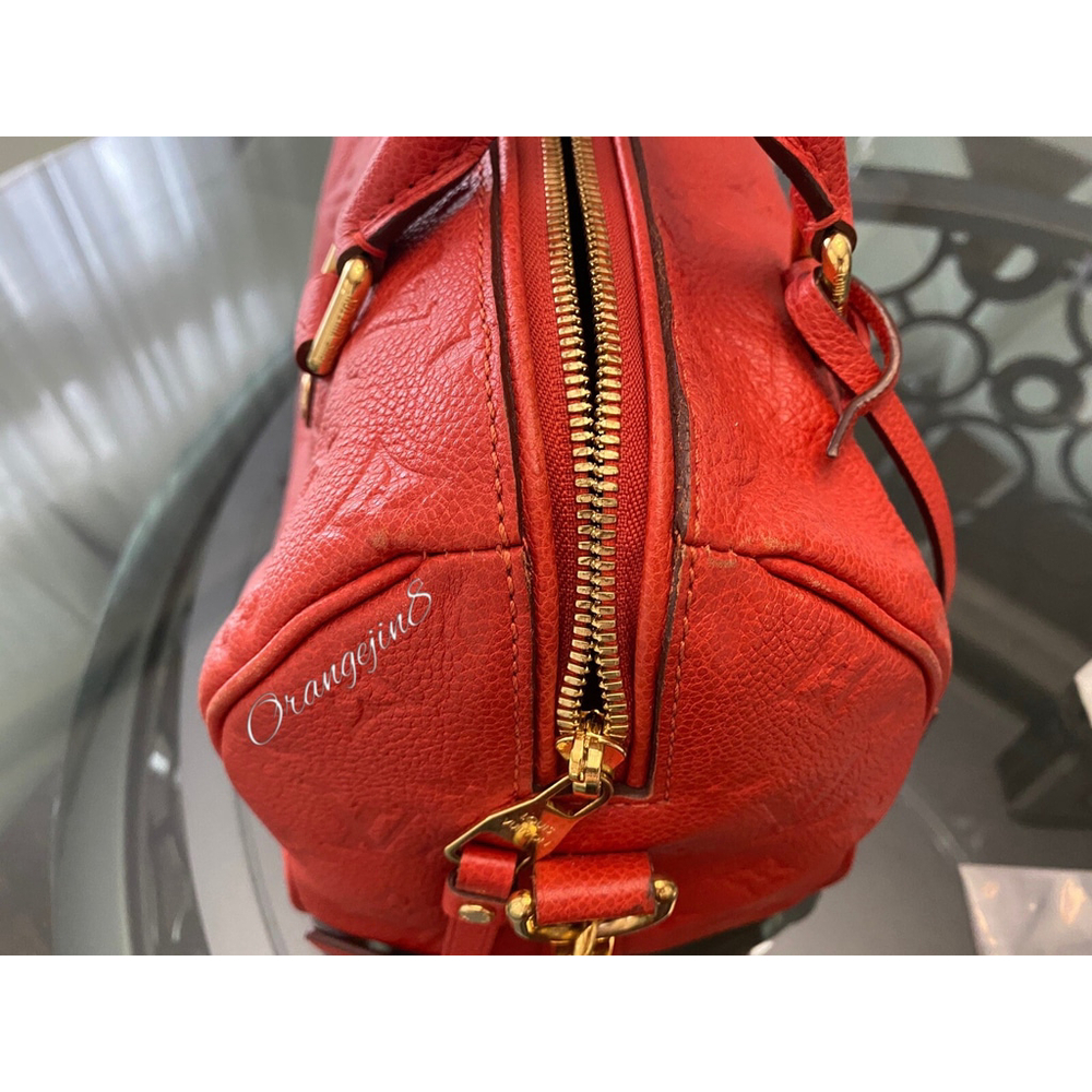 LOUIS VUITTON MONOGRAM EMPREINTE SPEEDY 25 BANDOULIERE RED AUTHENTIC - Picture 7 of 15